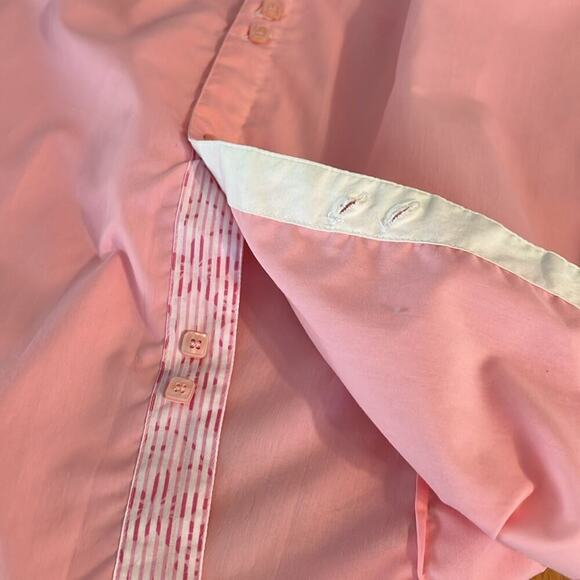 Doramafi Men’s XL Bubble Gum Pink LS Triple Collar Pearl Button Dress Shirt - Picture 9 of 9